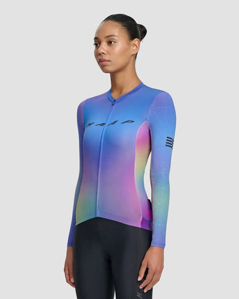 Women's Blurred Out Pro Hex LS Jersey 2.0 - Blue Mix
